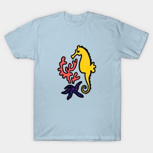 Seahorse and coral illustration T-Shirt